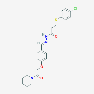 3-[(4-chlorophenyl)sulfanyl]-N'-{4-[2-oxo-2-(1-piperidinyl)ethoxy]benzylidene}propanohydrazide