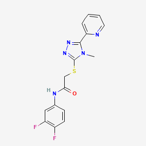 molecular formula C16H13F2N5OS B4154363 N-(3,4-difluorophenyl)-2-{[4-methyl-5-(pyridin-2-yl)-4H-1,2,4-triazol-3-yl]sulfanyl}acetamide 