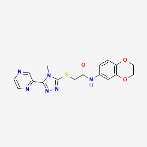 N-(2,3-dihydro-1,4-benzodioxin-6-yl)-2-{[4-methyl-5-(pyrazin-2-yl)-4H-1,2,4-triazol-3-yl]sulfanyl}acetamide