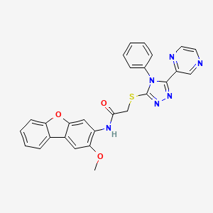 N-(2-methoxydibenzo[b,d]furan-3-yl)-2-{[4-phenyl-5-(2-pyrazinyl)-4H-1,2,4-triazol-3-yl]thio}acetamide