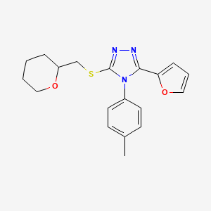 3-(2-furyl)-4-(4-methylphenyl)-5-[(tetrahydro-2H-pyran-2-ylmethyl)thio]-4H-1,2,4-triazole