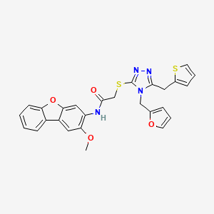 2-{[4-(2-furylmethyl)-5-(2-thienylmethyl)-4H-1,2,4-triazol-3-yl]thio}-N-(2-methoxydibenzo[b,d]furan-3-yl)acetamide