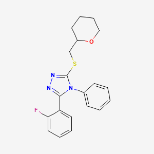 3-(2-Fluorophenyl)-5-(oxan-2-ylmethylsulfanyl)-4-phenyl-1,2,4-triazole