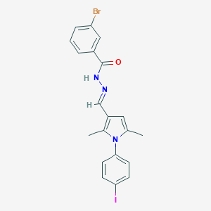 molecular formula C20H17BrIN3O B415453 3-bromo-N'-{[1-(4-iodophenyl)-2,5-dimethyl-1H-pyrrol-3-yl]methylene}benzohydrazide 