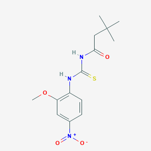 molecular formula C14H19N3O4S B4154607 N-{[(2-methoxy-4-nitrophenyl)amino]carbonothioyl}-3,3-dimethylbutanamide 