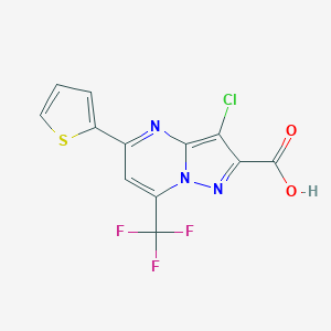 molecular formula C12H5ClF3N3O2S B415463 3-Chloro-5-(thiophen-2-yl)-7-(trifluoromethyl)pyrazolo[1,5-a]pyrimidine-2-carboxylic acid 