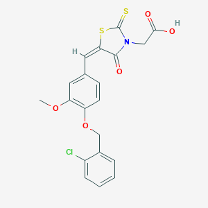 molecular formula C20H16ClNO5S2 B415469 [(5E)-5-{4-[(2-chlorobenzyl)oxy]-3-methoxybenzylidene}-4-oxo-2-thioxo-1,3-thiazolidin-3-yl]acetic acid 