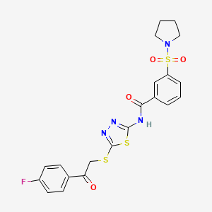 N-(5-{[2-(4-fluorophenyl)-2-oxoethyl]thio}-1,3,4-thiadiazol-2-yl)-3-(1-pyrrolidinylsulfonyl)benzamide