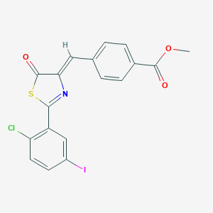 molecular formula C18H11ClINO3S B415480 methyl 4-[(2-(2-chloro-5-iodophenyl)-5-oxo-1,3-thiazol-4(5H)-ylidene)methyl]benzoate 