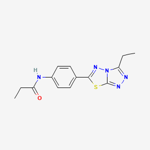 molecular formula C14H15N5OS B4154808 N-[4-(3-ethyl-[1,2,4]triazolo[3,4-b][1,3,4]thiadiazol-6-yl)phenyl]propanamide 