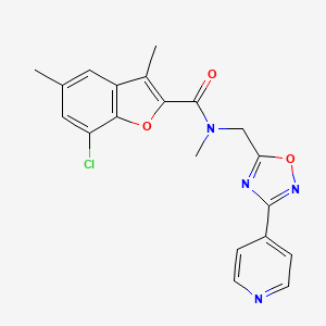 molecular formula C20H17ClN4O3 B4154829 7-chloro-N,3,5-trimethyl-N-{[3-(4-pyridinyl)-1,2,4-oxadiazol-5-yl]methyl}-1-benzofuran-2-carboxamide 