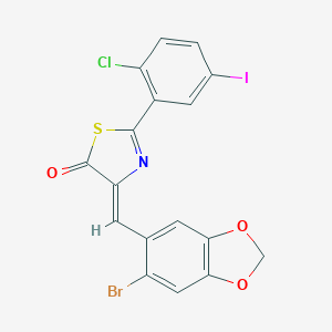 molecular formula C17H8BrClINO3S B415487 4-[(6-bromo-1,3-benzodioxol-5-yl)methylene]-2-(2-chloro-5-iodophenyl)-1,3-thiazol-5(4H)-one 