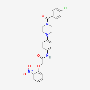 molecular formula C25H23ClN4O5 B4154873 N-{4-[4-(4-chlorobenzoyl)-1-piperazinyl]phenyl}-2-(2-nitrophenoxy)acetamide 