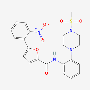 molecular formula C22H22N4O6S B4154902 N-{2-[4-(methylsulfonyl)-1-piperazinyl]phenyl}-5-(2-nitrophenyl)-2-furamide 