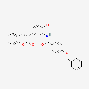 4-(benzyloxy)-N-[2-methoxy-5-(2-oxo-2H-chromen-3-yl)phenyl]benzamide