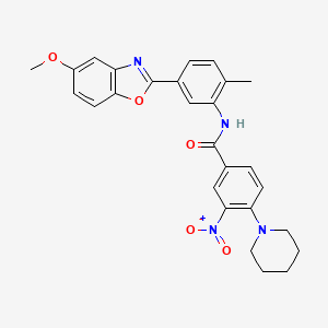 molecular formula C27H26N4O5 B4154972 N-[5-(5-methoxy-1,3-benzoxazol-2-yl)-2-methylphenyl]-3-nitro-4-(piperidin-1-yl)benzamide 