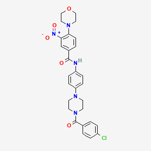 molecular formula C28H28ClN5O5 B4154987 N-{4-[4-(4-chlorobenzoyl)-1-piperazinyl]phenyl}-4-(4-morpholinyl)-3-nitrobenzamide 