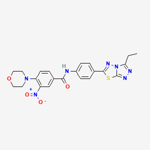 molecular formula C22H21N7O4S B4155010 N-[4-(3-ethyl-[1,2,4]triazolo[3,4-b][1,3,4]thiadiazol-6-yl)phenyl]-4-morpholin-4-yl-3-nitrobenzamide 