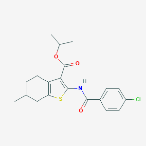 molecular formula C20H22ClNO3S B415511 Isopropyl 2-[(4-chlorobenzoyl)amino]-6-methyl-4,5,6,7-tetrahydro-1-benzothiophene-3-carboxylate 
