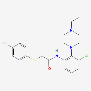 molecular formula C20H23Cl2N3OS B4155115 N-[3-chloro-2-(4-ethyl-1-piperazinyl)phenyl]-2-[(4-chlorophenyl)thio]acetamide 