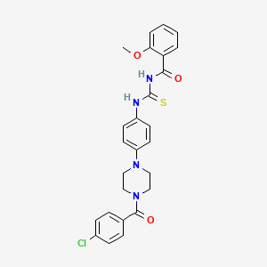 molecular formula C26H25ClN4O3S B4155149 N-[({4-[4-(4-chlorobenzoyl)-1-piperazinyl]phenyl}amino)carbonothioyl]-2-methoxybenzamide 