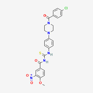 molecular formula C26H24ClN5O5S B4155156 N-[({4-[4-(4-chlorobenzoyl)-1-piperazinyl]phenyl}amino)carbonothioyl]-4-methoxy-3-nitrobenzamide 