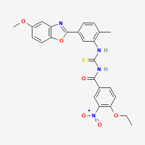 molecular formula C25H22N4O6S B4155166 4-ethoxy-N-({[5-(5-methoxy-1,3-benzoxazol-2-yl)-2-methylphenyl]amino}carbonothioyl)-3-nitrobenzamide 