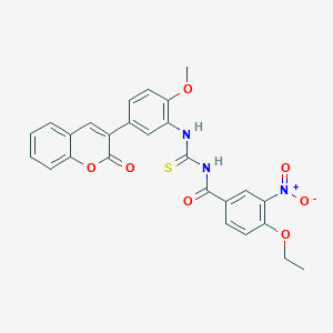 4-ethoxy-N-({[2-methoxy-5-(2-oxo-2H-chromen-3-yl)phenyl]amino}carbonothioyl)-3-nitrobenzamide