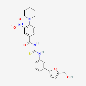 N-[({3-[5-(hydroxymethyl)-2-furyl]phenyl}amino)carbonothioyl]-3-nitro-4-(1-piperidinyl)benzamide