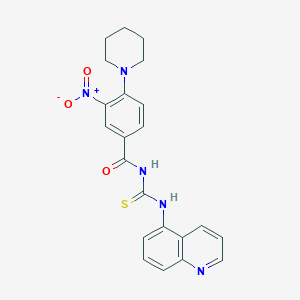 molecular formula C22H21N5O3S B4155201 3-nitro-4-(1-piperidinyl)-N-[(5-quinolinylamino)carbonothioyl]benzamide 