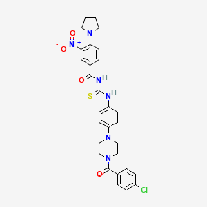 molecular formula C29H29ClN6O4S B4155213 N-[(4-{4-[(4-chlorophenyl)carbonyl]piperazin-1-yl}phenyl)carbamothioyl]-3-nitro-4-(pyrrolidin-1-yl)benzamide 