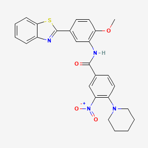 molecular formula C26H24N4O4S B4155259 N-[5-(1,3-benzothiazol-2-yl)-2-methoxyphenyl]-3-nitro-4-(piperidin-1-yl)benzamide 