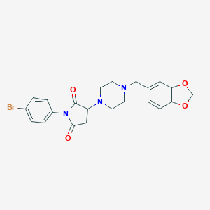 molecular formula C22H22BrN3O4 B415526 3-[4-(1,3-Benzodioxol-5-ylmethyl)piperazin-1-yl]-1-(4-bromophenyl)pyrrolidine-2,5-dione CAS No. 313705-28-1