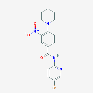 molecular formula C17H17BrN4O3 B4155289 N-(5-bromopyridin-2-yl)-3-nitro-4-(piperidin-1-yl)benzamide 