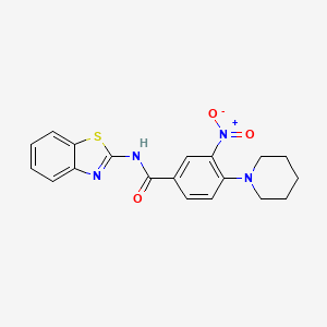 molecular formula C19H18N4O3S B4155308 N-1,3-benzothiazol-2-yl-3-nitro-4-(1-piperidinyl)benzamide 