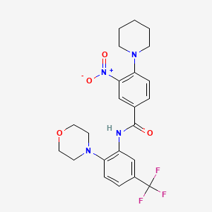 molecular formula C23H25F3N4O4 B4155312 N-[2-(4-morpholinyl)-5-(trifluoromethyl)phenyl]-3-nitro-4-(1-piperidinyl)benzamide 