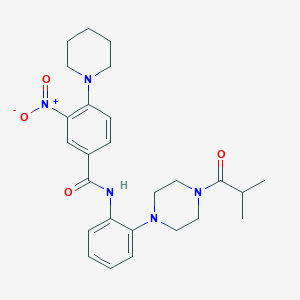 molecular formula C26H33N5O4 B4155318 N-[2-(4-isobutyryl-1-piperazinyl)phenyl]-3-nitro-4-(1-piperidinyl)benzamide 