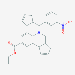 molecular formula C27H26N2O4 B415532 Ethyl 7-(3-nitrophenyl)-3b,6,6a,7,9,9a,10,12a-octahydrocyclopenta[c]cyclopenta[4,5]pyrido[3,2,1-ij]quinoline-2-carboxylate 