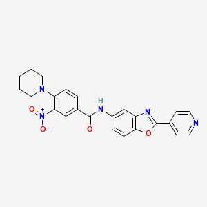 molecular formula C24H21N5O4 B4155325 3-nitro-4-piperidin-1-yl-N-(2-pyridin-4-yl-1,3-benzoxazol-5-yl)benzamide 