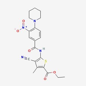 molecular formula C21H22N4O5S B4155334 ethyl 4-cyano-3-methyl-5-{[3-nitro-4-(1-piperidinyl)benzoyl]amino}-2-thiophenecarboxylate 