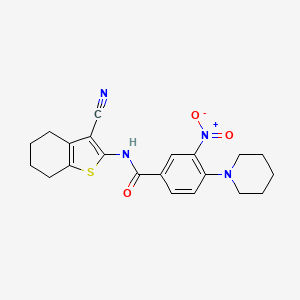 N-(3-cyano-4,5,6,7-tetrahydro-1-benzothiophen-2-yl)-3-nitro-4-(piperidin-1-yl)benzamide