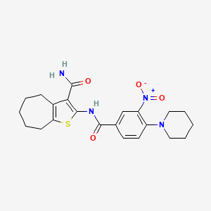 2-{[3-nitro-4-(1-piperidinyl)benzoyl]amino}-5,6,7,8-tetrahydro-4H-cyclohepta[b]thiophene-3-carboxamide