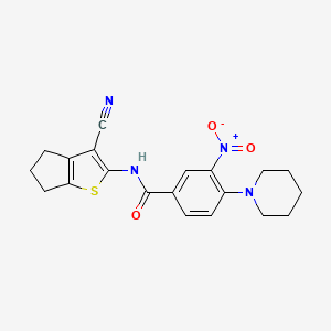 molecular formula C20H20N4O3S B4155360 N-(3-cyano-5,6-dihydro-4H-cyclopenta[b]thiophen-2-yl)-3-nitro-4-(piperidin-1-yl)benzamide 