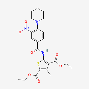 diethyl 3-methyl-5-{[3-nitro-4-(1-piperidinyl)benzoyl]amino}-2,4-thiophenedicarboxylate