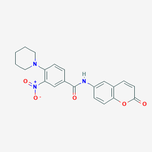 3-nitro-N-(2-oxo-2H-chromen-6-yl)-4-(1-piperidinyl)benzamide