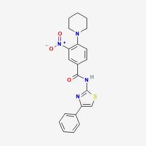 molecular formula C21H20N4O3S B4155399 3-nitro-N-(4-phenyl-1,3-thiazol-2-yl)-4-(1-piperidinyl)benzamide 