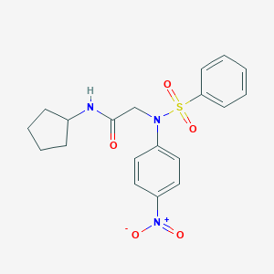 molecular formula C19H21N3O5S B415543 N-cyclopentyl-2-[4-nitro(phenylsulfonyl)anilino]acetamide 