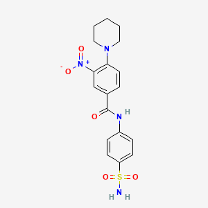 molecular formula C18H20N4O5S B4155446 3-nitro-4-piperidin-1-yl-N-(4-sulfamoylphenyl)benzamide 