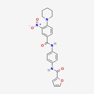 molecular formula C23H22N4O5 B4155456 N-(4-{[3-nitro-4-(1-piperidinyl)benzoyl]amino}phenyl)-2-furamide 