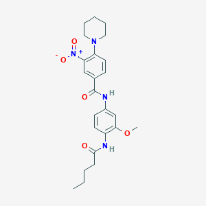 N-[3-methoxy-4-(pentanoylamino)phenyl]-3-nitro-4-(1-piperidinyl)benzamide